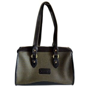Dooney & Bourke Vintage Black Leather Gold Dot Satchel Shoulder Bag Made in USA
